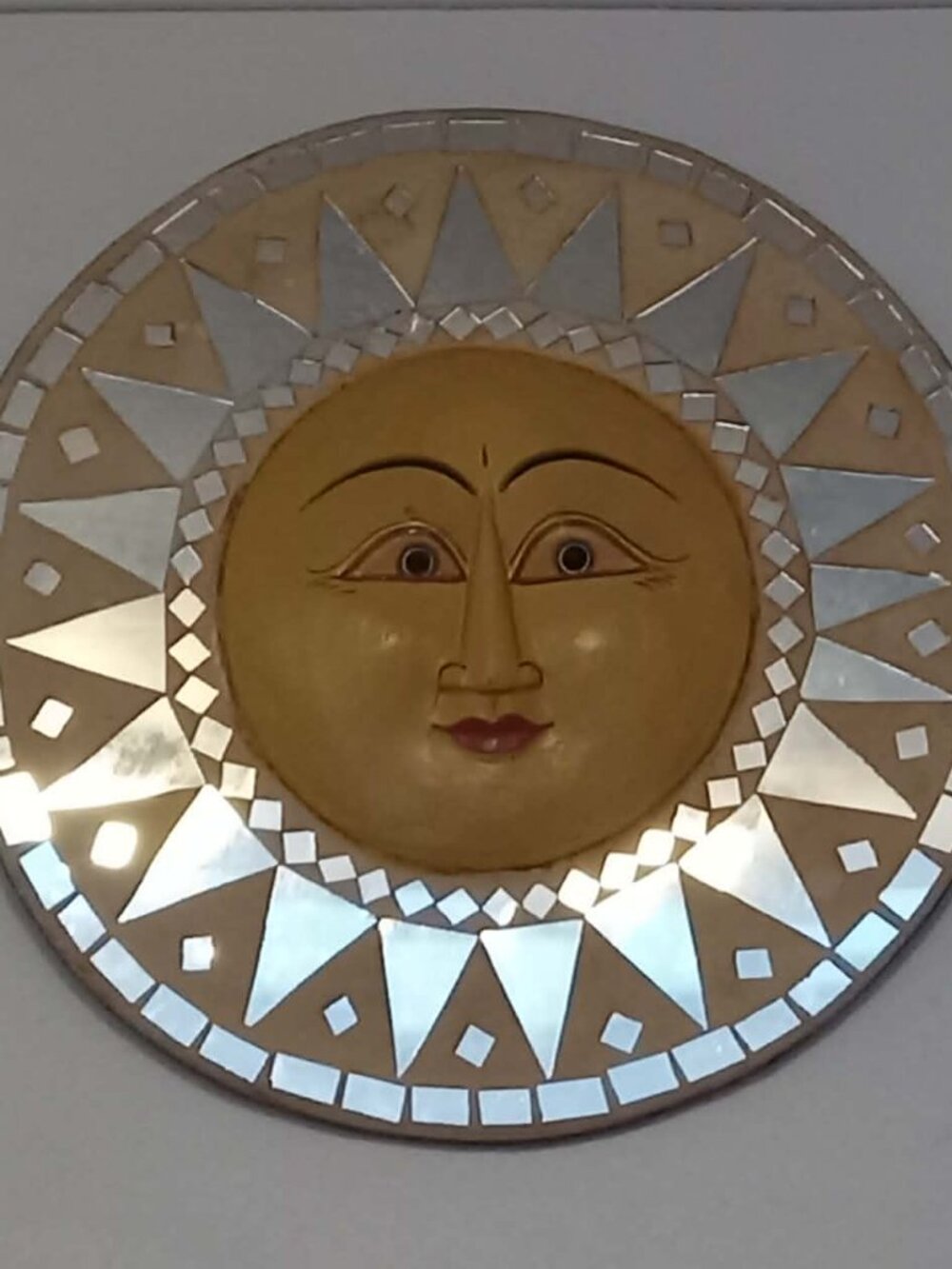 12 inches diameter  art sun decoration circa 2005 bought locally Indonésia